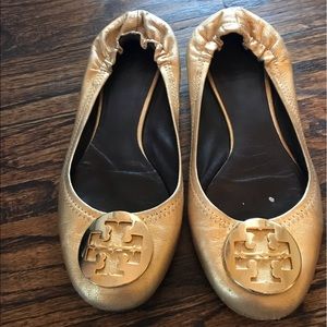 Tory Burch gold flats